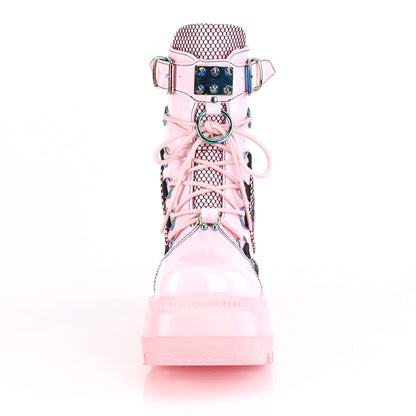 DemoniaCult Botas de tobillo para mujeres SHAKER-60 baby rosa holograma
