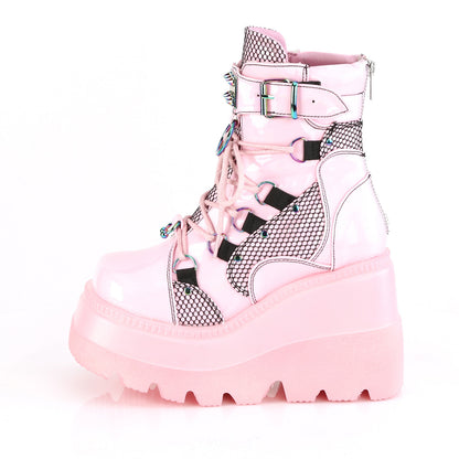 DemoniaCult Botas de tobillo para mujeres SHAKER-60 baby rosa holograma