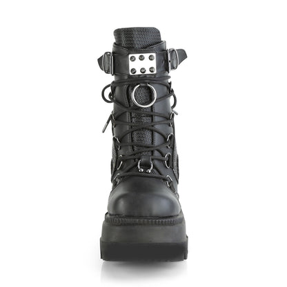 DemoniaCult Botas de tobillo para mujeres SHAKER-60 Blk Leather Vegan
