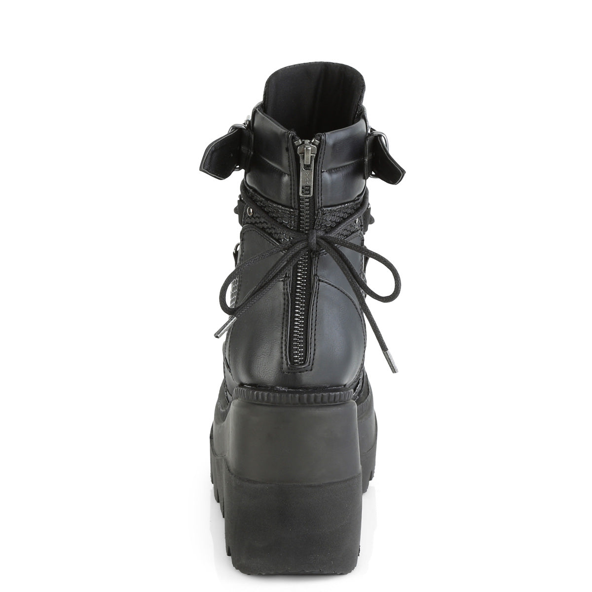 DemoniaCult Botas de tobillo para mujeres SHAKER-60 Blk Leather Vegan