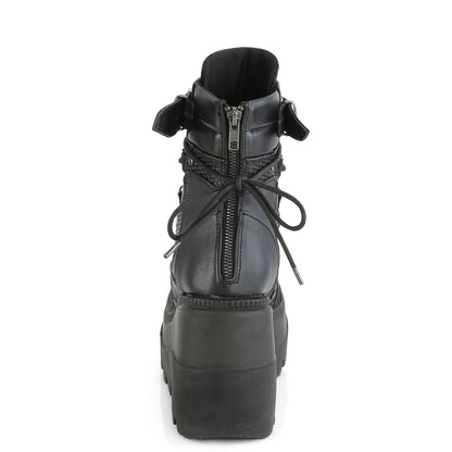 DemoniaCult Botas de tobillo para mujeres SHAKER-60 Blk Leather Vegan