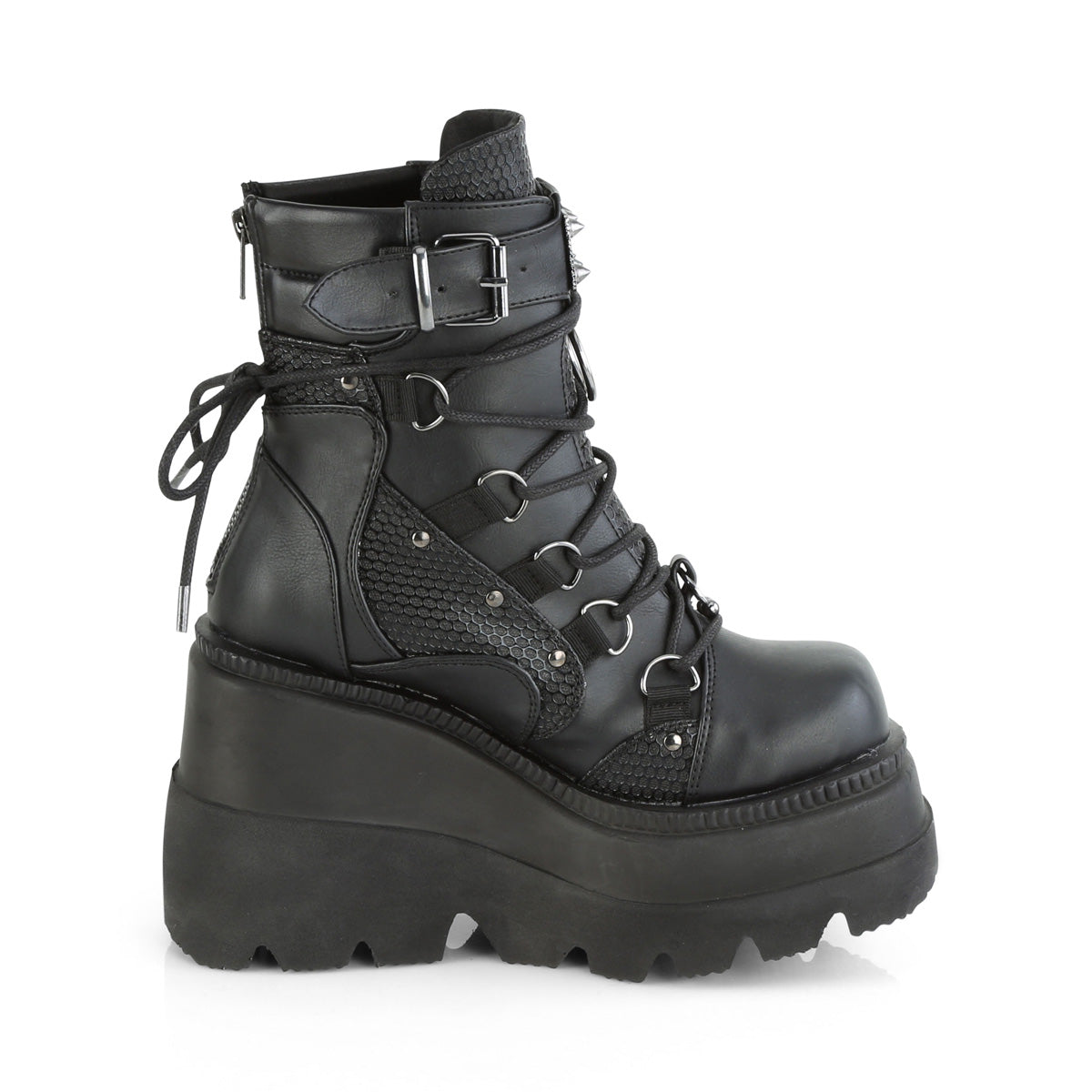 DemoniaCult Botas de tobillo para mujeres SHAKER-60 Blk Leather Vegan