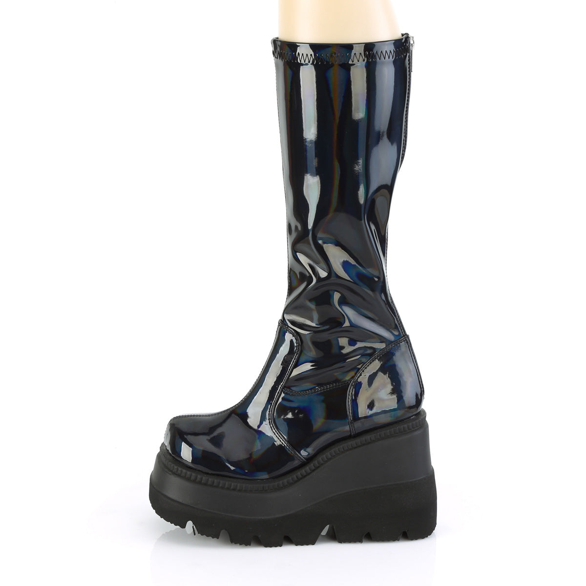 DemoniaCult Botas de mujer SHAKER-65 estiramiento blk pat holo