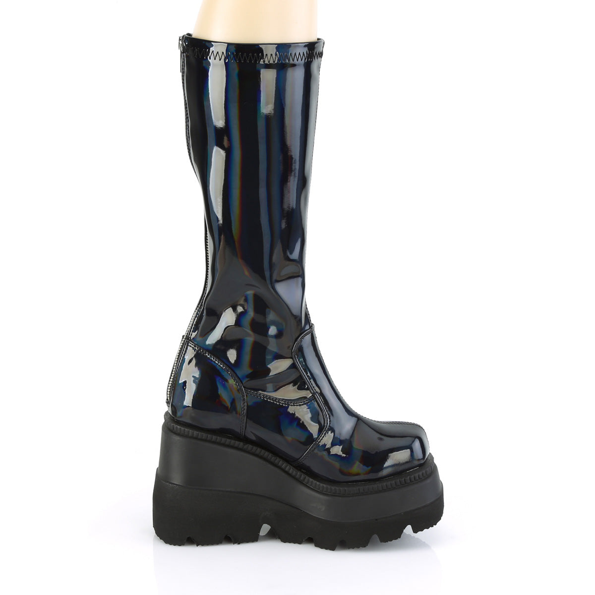 DemoniaCult Botas de mujer SHAKER-65 estiramiento blk pat holo