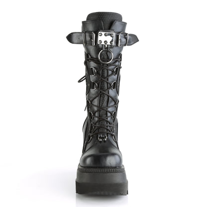 DemoniaCult Botas de mujer SHAKER-70 BLK de cuero vegano
