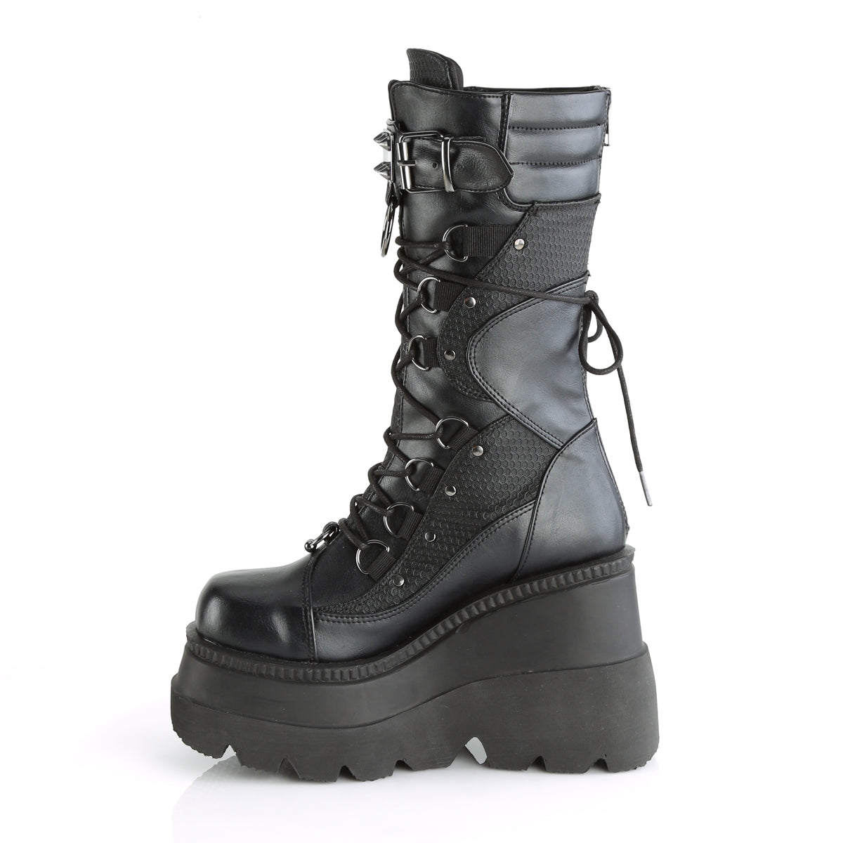 DemoniaCult Botas de mujer SHAKER-70 BLK de cuero vegano