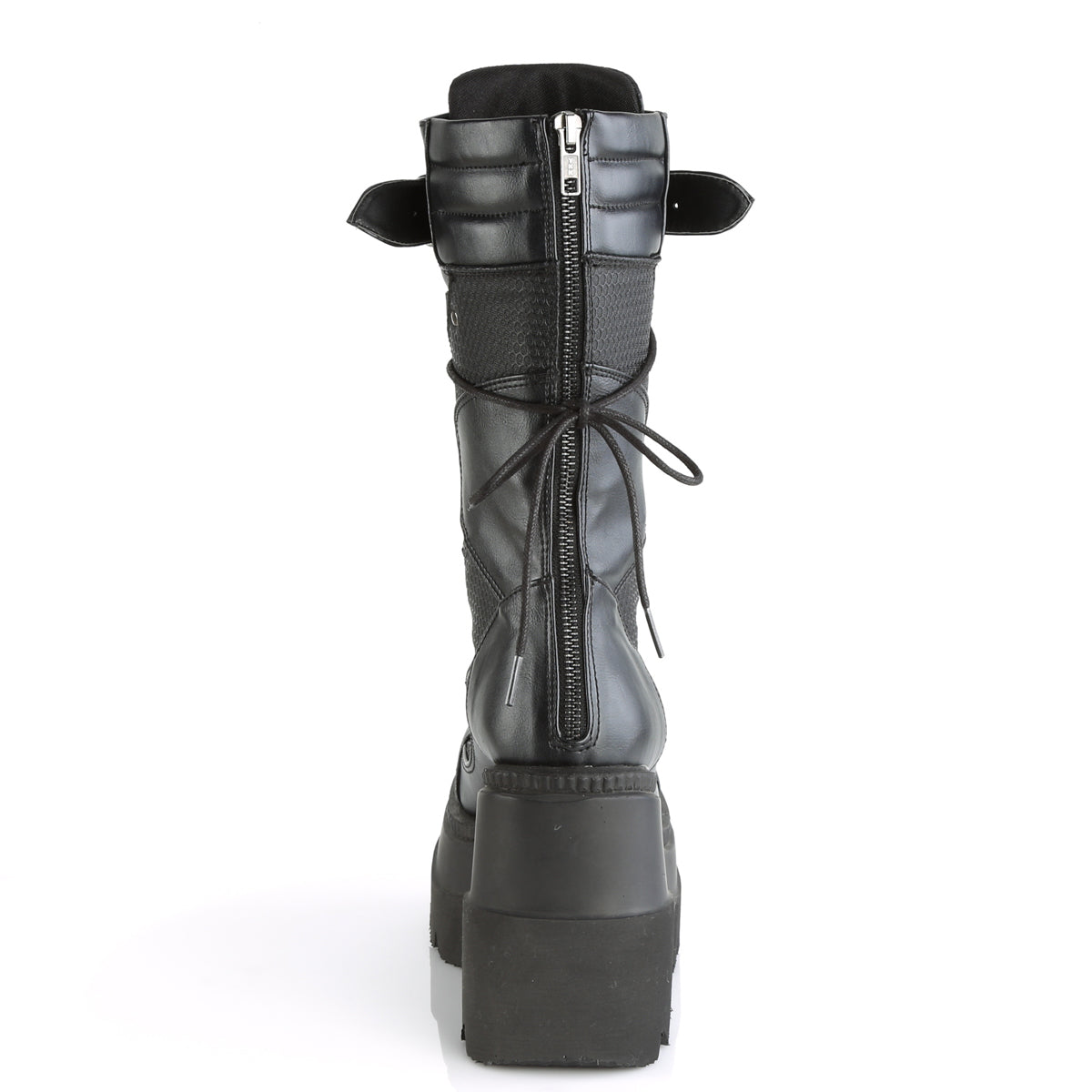 DemoniaCult Botas de mujer SHAKER-70 BLK de cuero vegano
