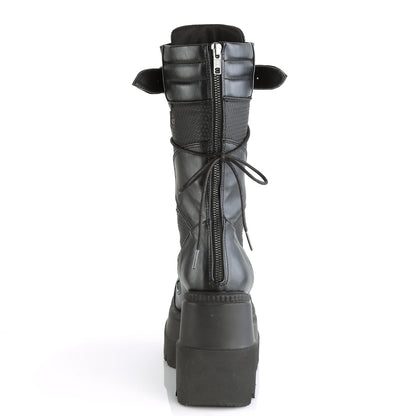 DemoniaCult Botas de mujer SHAKER-70 BLK de cuero vegano
