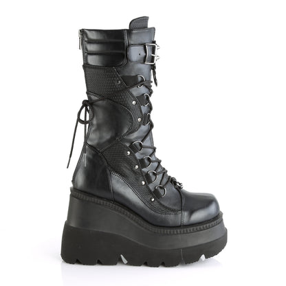 DemoniaCult Botas de mujer SHAKER-70 BLK de cuero vegano