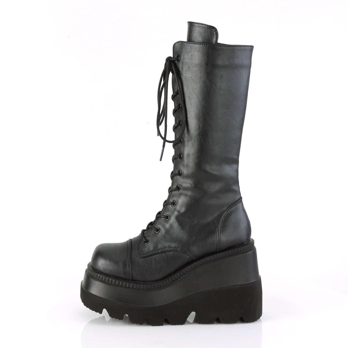 DemoniaCult Botas de mujer SHAKER-72 BLK de cuero vegano