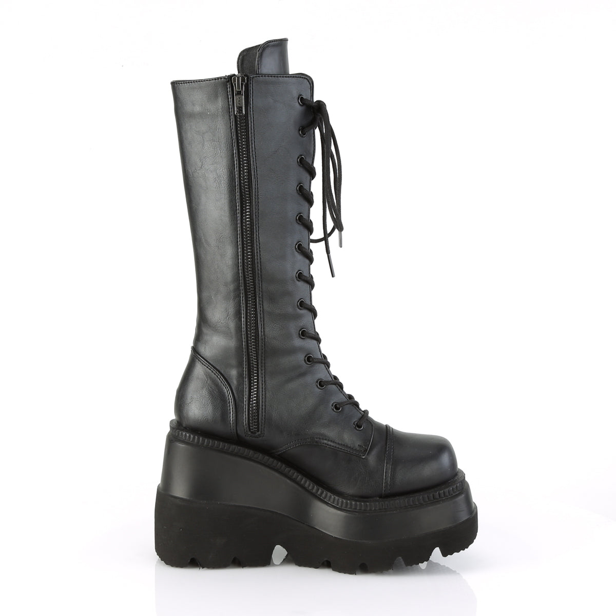 DemoniaCult Botas de mujer SHAKER-72 BLK de cuero vegano
