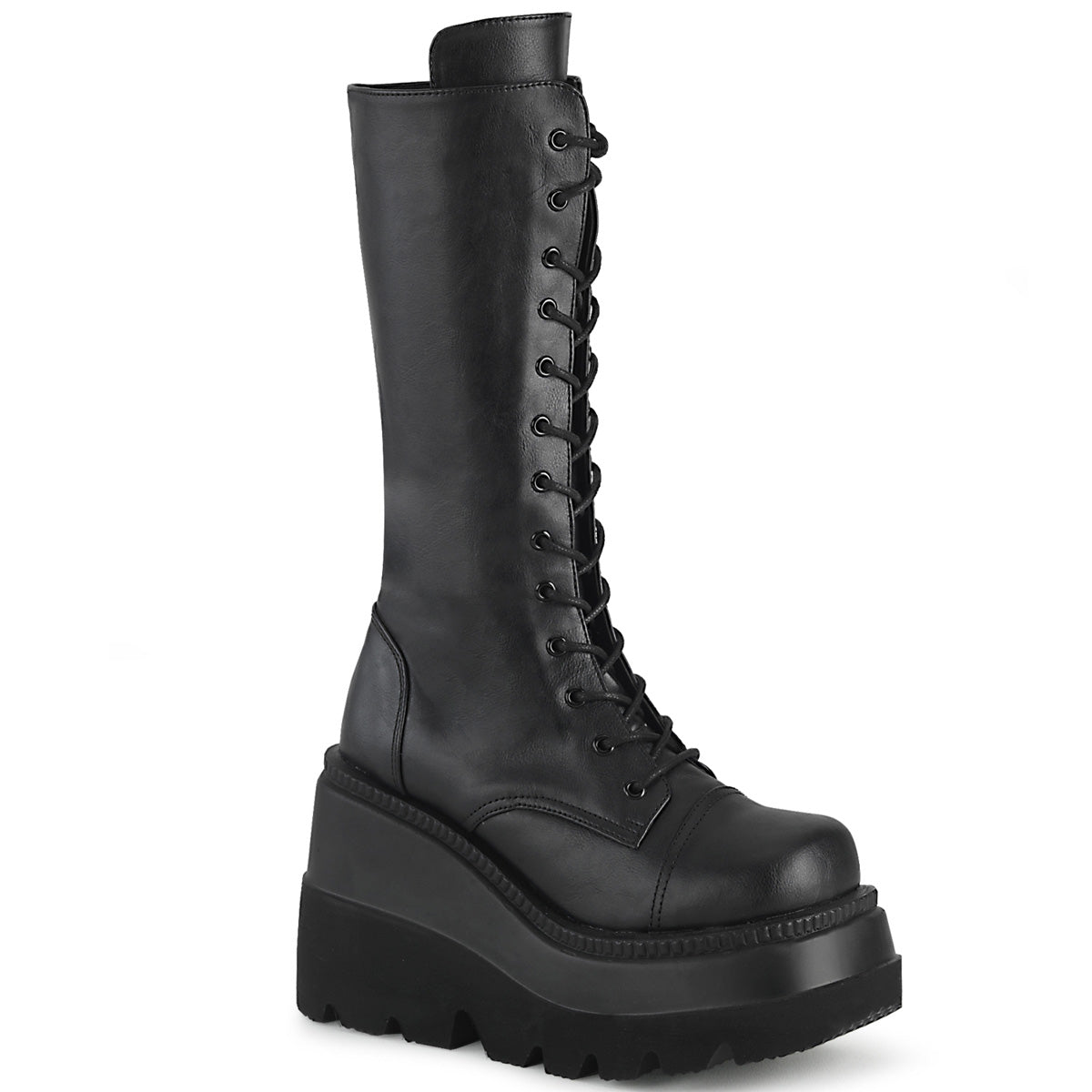DemoniaCult Botas de mujer SHAKER-72 BLK de cuero vegano