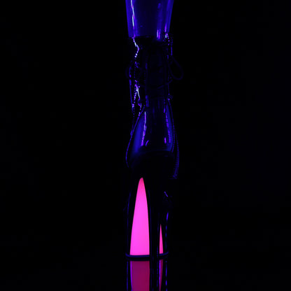 Pleaser Botas de tobillo para mujer SKY-1018TT BLK PAT / BLK-NEON H. PINK