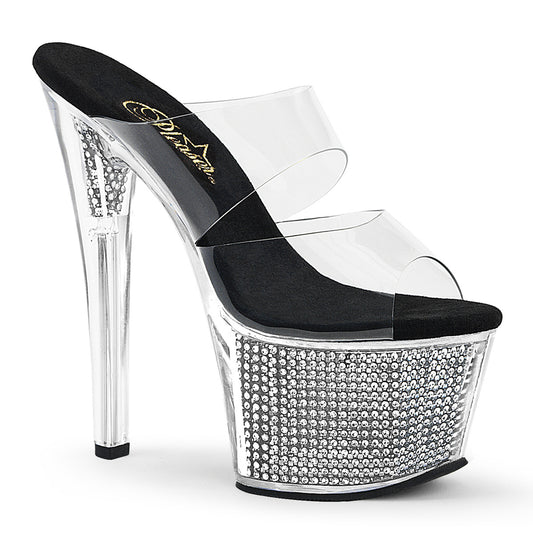 Pleaser Sandalias para mujer SKY-302SRS CLR / BLK SRS