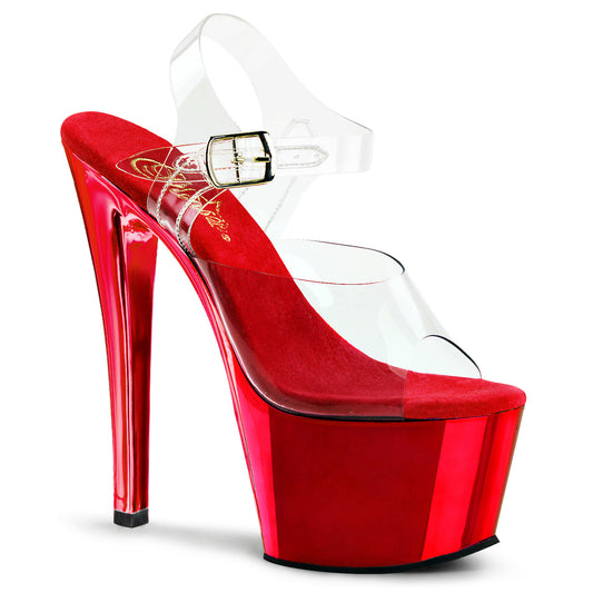 Pleaser Sandalias para mujer SKY-308 clr / cromo rojo