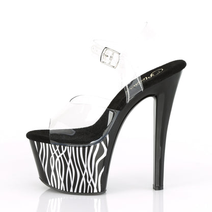 Pleaser Womens Sandals SKY-308CP-2 Clr/Blk-Slv Chrome