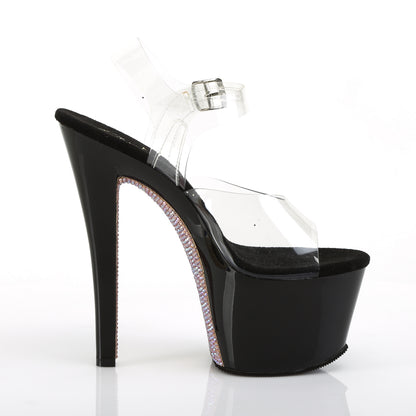 Pleaser Sandalias para mujer SKY-308CRS CLR / BLK-Champagne AB RSTN