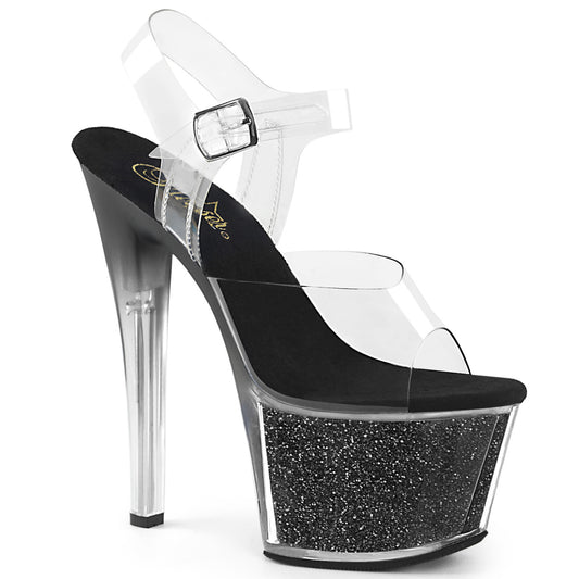 Pleaser Sandalias para mujer SKY-308g-T inserciones de brillo clr / blk