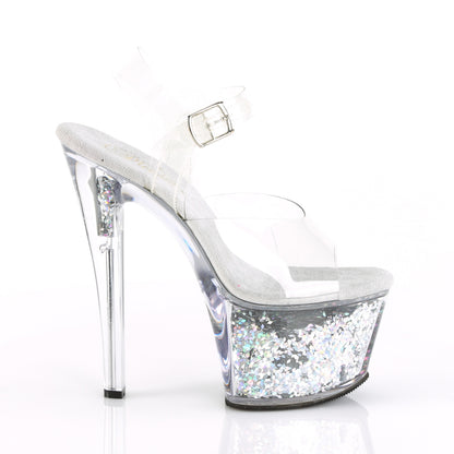 Pleaser Sandalias para mujer SKY-308GF CLR / SLV Multi brillo