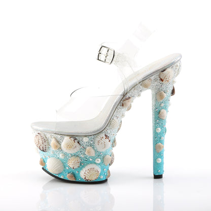 Pleaser Womens Sandals SKY-308MERMD Clr/Lt. Blue Glitters