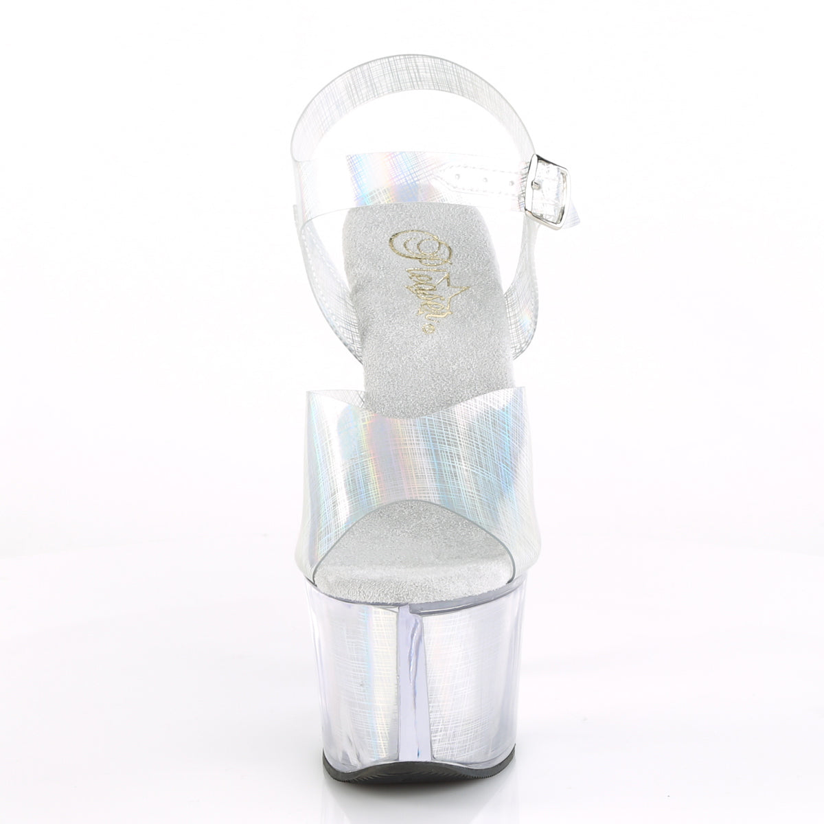 Pleaser Womens Sandals SKY-308N-CRHM Slv Hologram TPU/Slv Hologram