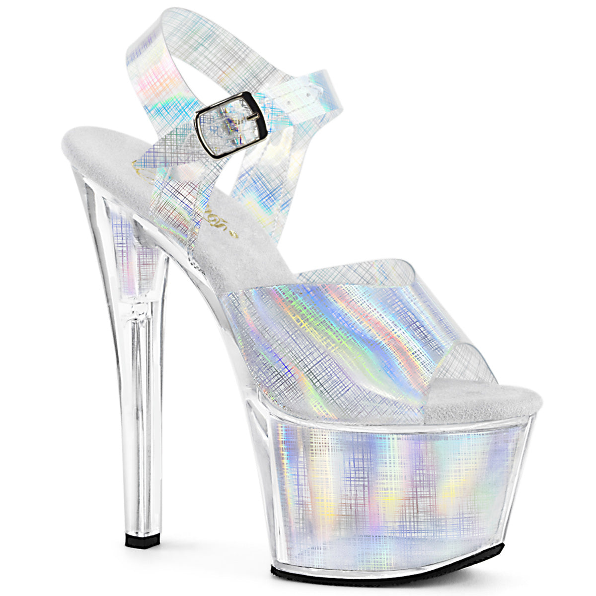 Pleaser Sandalias para mujer SKY-308n-CRHM SLV Holograma TPU / Holograma SLV