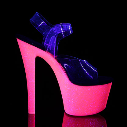 Pleaser Sandalias para mujer SKY-308uvg clr / neon h. rosa brillo
