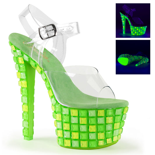 Pleaser Womens Sandals SKY-308UVTL Clr/Neon Green