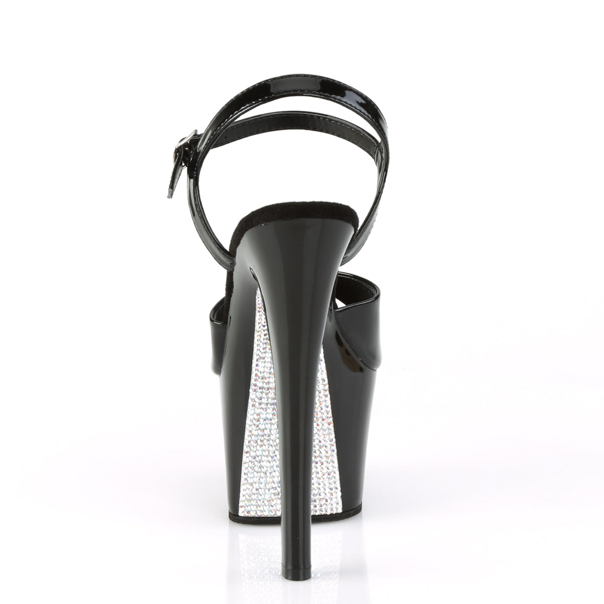 Pleaser Womens Sandals SKY-309CRS Blk/Blk-Slv AB RSTN