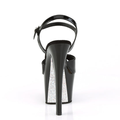 Pleaser Womens Sandals SKY-309CRS Blk/Blk-Slv AB RSTN
