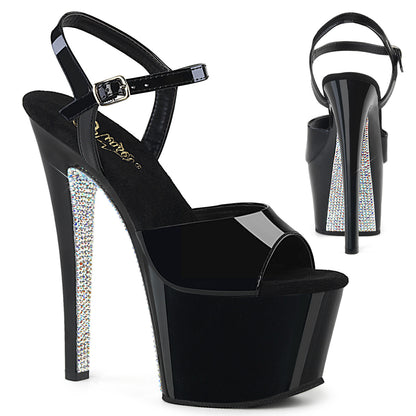 Pleaser Womens Sandals SKY-309CRS Blk/Blk-Slv AB RSTN