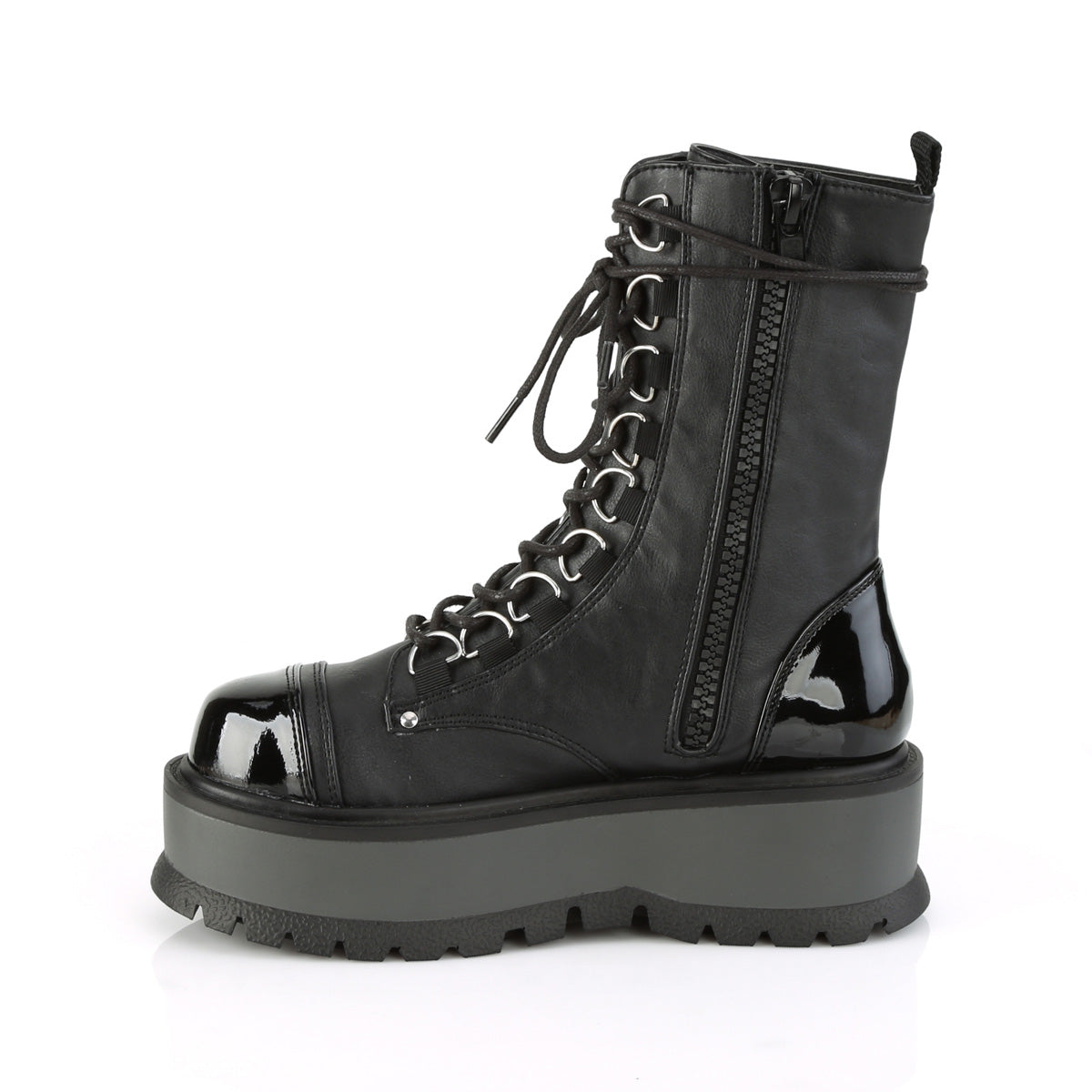DemoniaCult Botas de tobillo para mujeres SLACKER-150 BLK Vegan de cuero