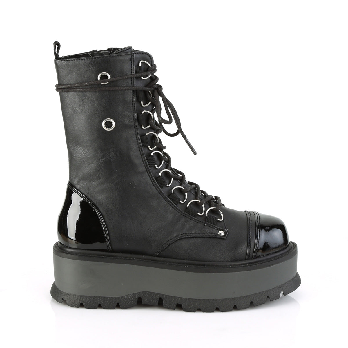 DemoniaCult Botas de tobillo para mujeres SLACKER-150 BLK Vegan de cuero