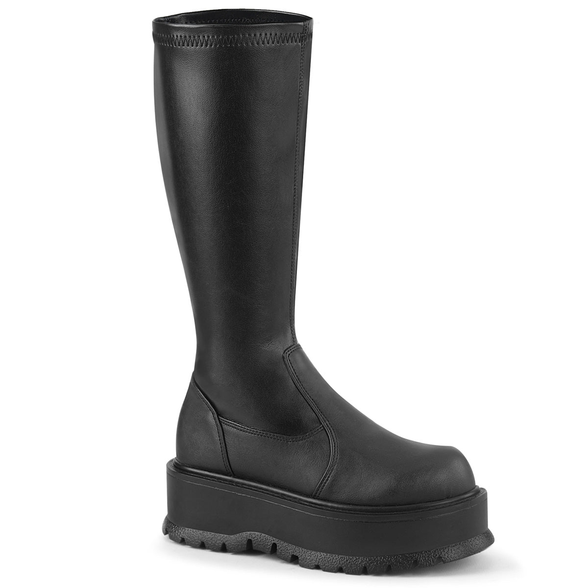 DemoniaCult Botas de mujer SLACKER-200 blk str cuero vegano