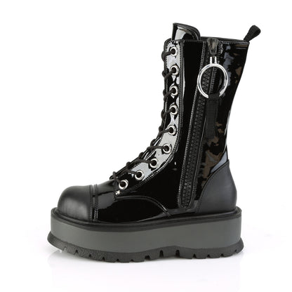 DemoniaCult Botas de mujer SLACKER-220 BLK Pat-Vegan Leather