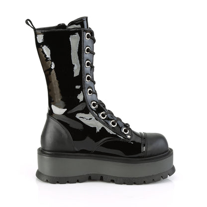 DemoniaCult Botas de mujer SLACKER-220 BLK Pat-Vegan Leather