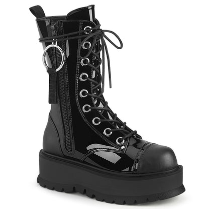 DemoniaCult Botas de mujer SLACKER-220 BLK Pat-Vegan Leather
