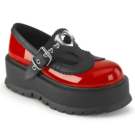 DemoniaCult   SLACKER-23 cuero vegano rojo de color rojo