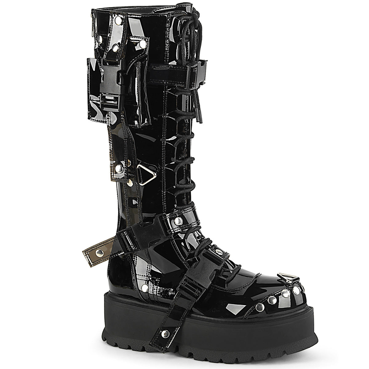 DemoniaCult Botas de mujer SLACKER-260 Blk Pat