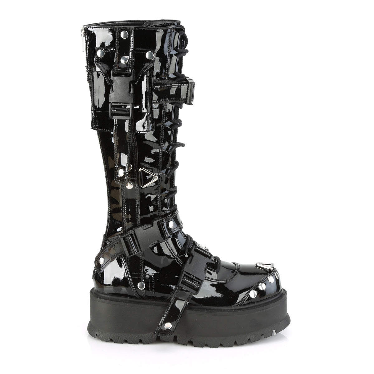 DemoniaCult Botas de mujer SLACKER-260 Blk Pat
