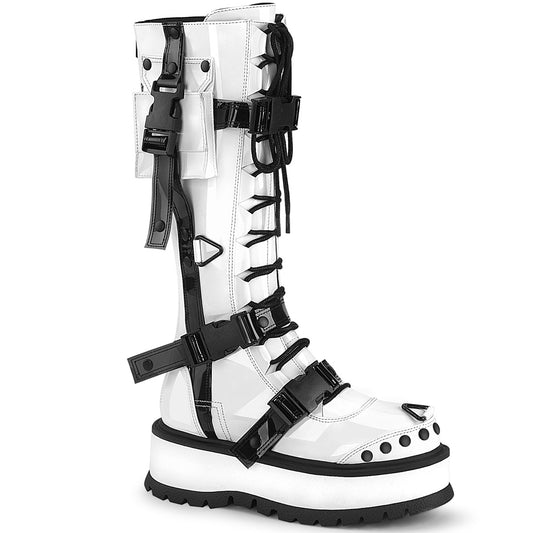 DemoniaCult Botas de mujer SLACKER-260 WHT Pat