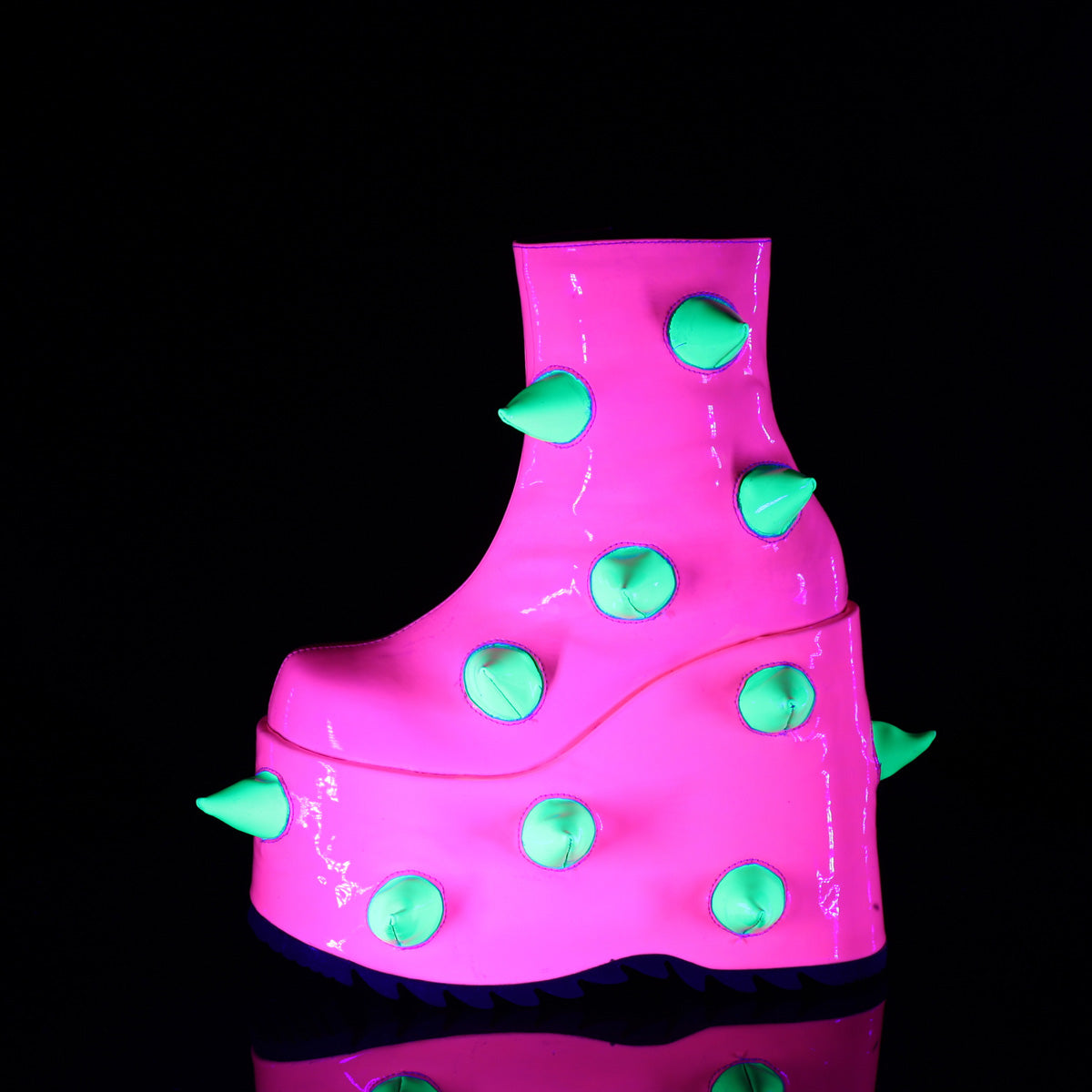 DemoniaCult  Botines SLAY-77 UV Neon Pink-Neon Green
