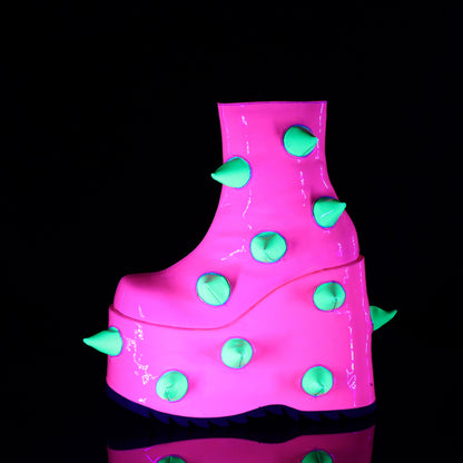 DemoniaCult  Botines SLAY-77 UV Neon Pink-Neon Green