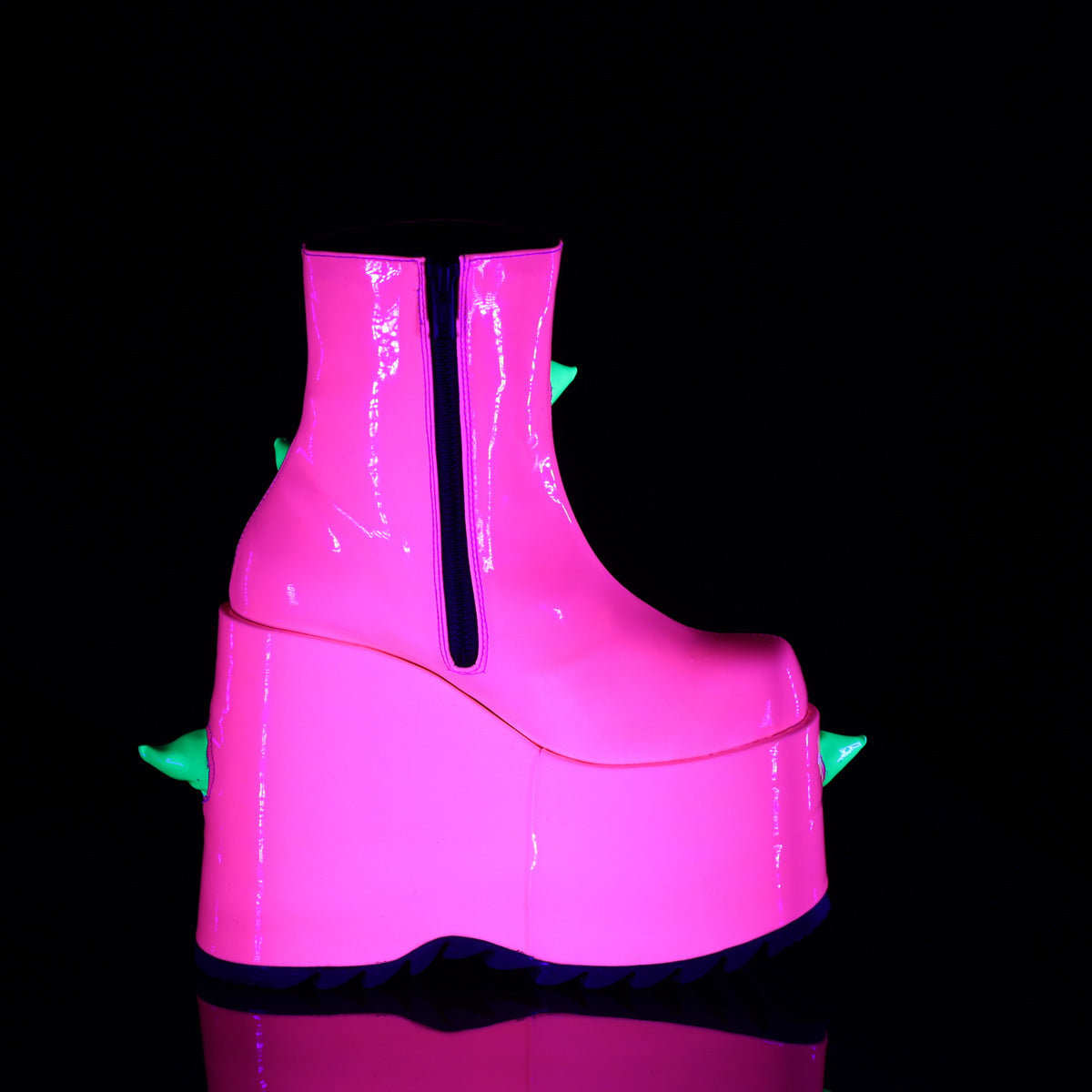 DemoniaCult  Botines SLAY-77 UV Neon Pink-Neon Green