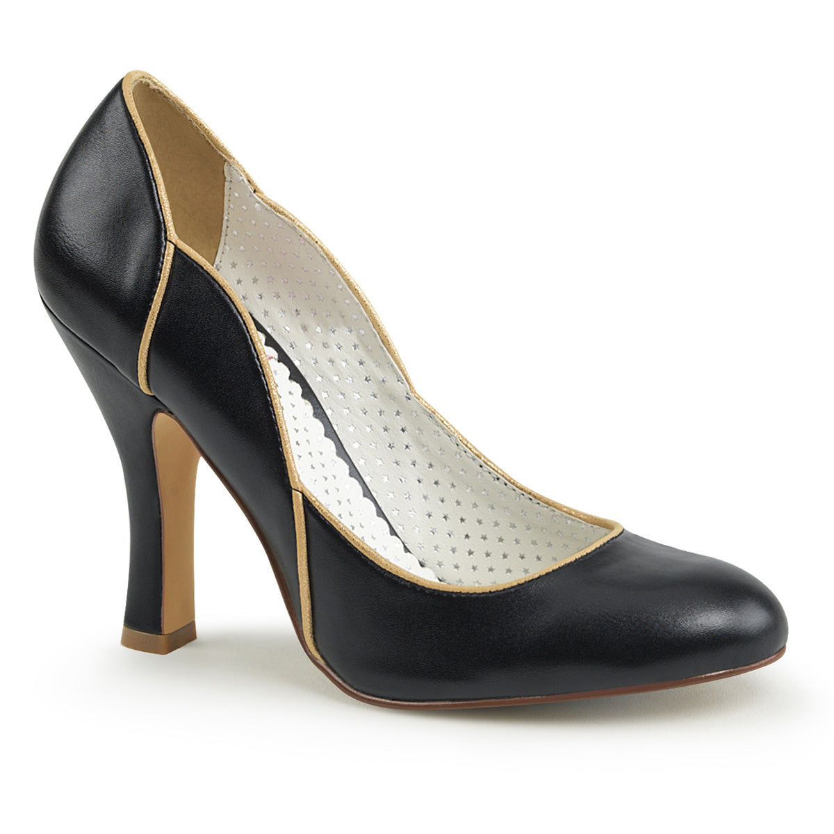 Pin Up Couture Bombas para mujer SMITTEN-04 BLK Faux Cuero