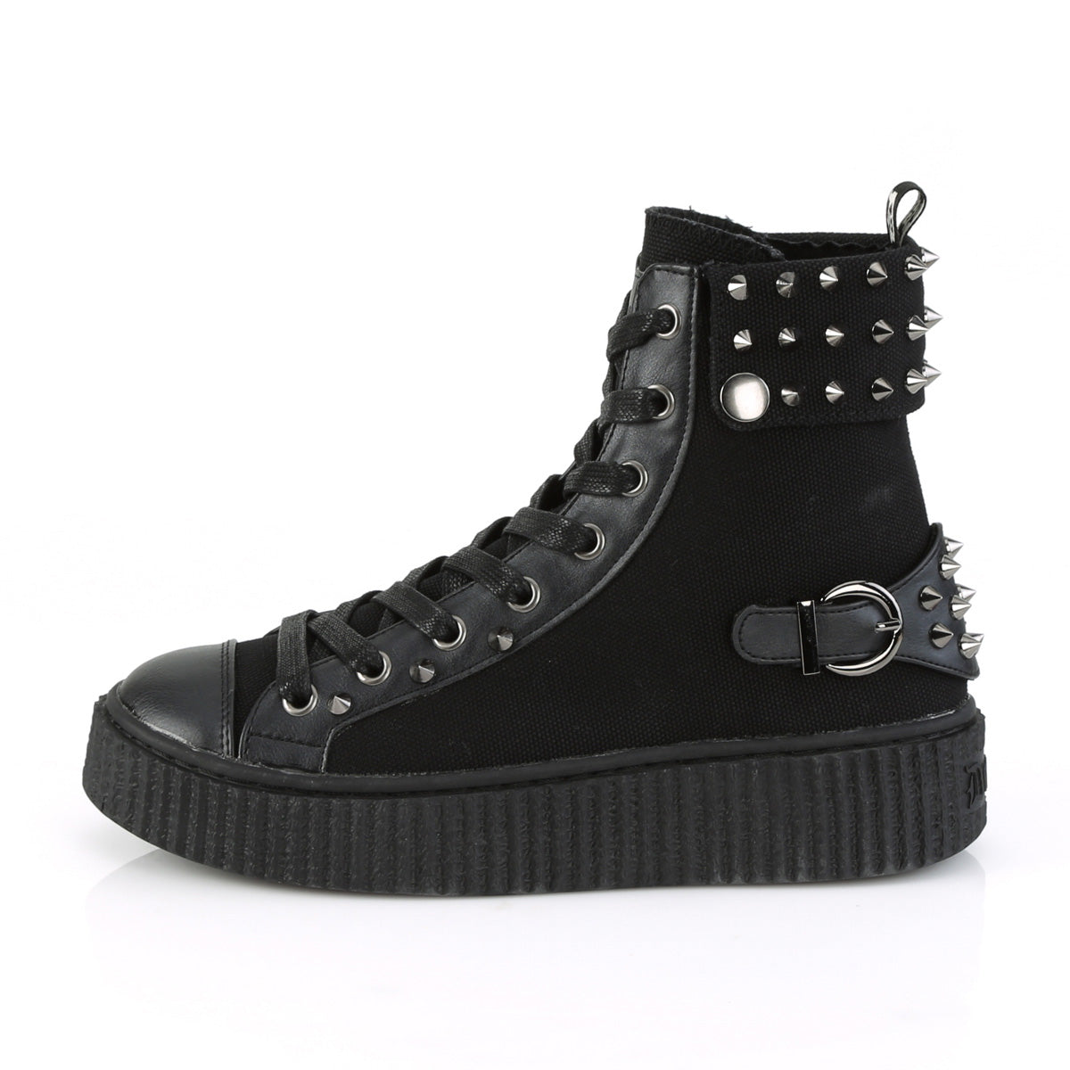 DemoniaCult Mens Ankle Boots SNEEKER-266 Blk Canvas-Vegan Leather