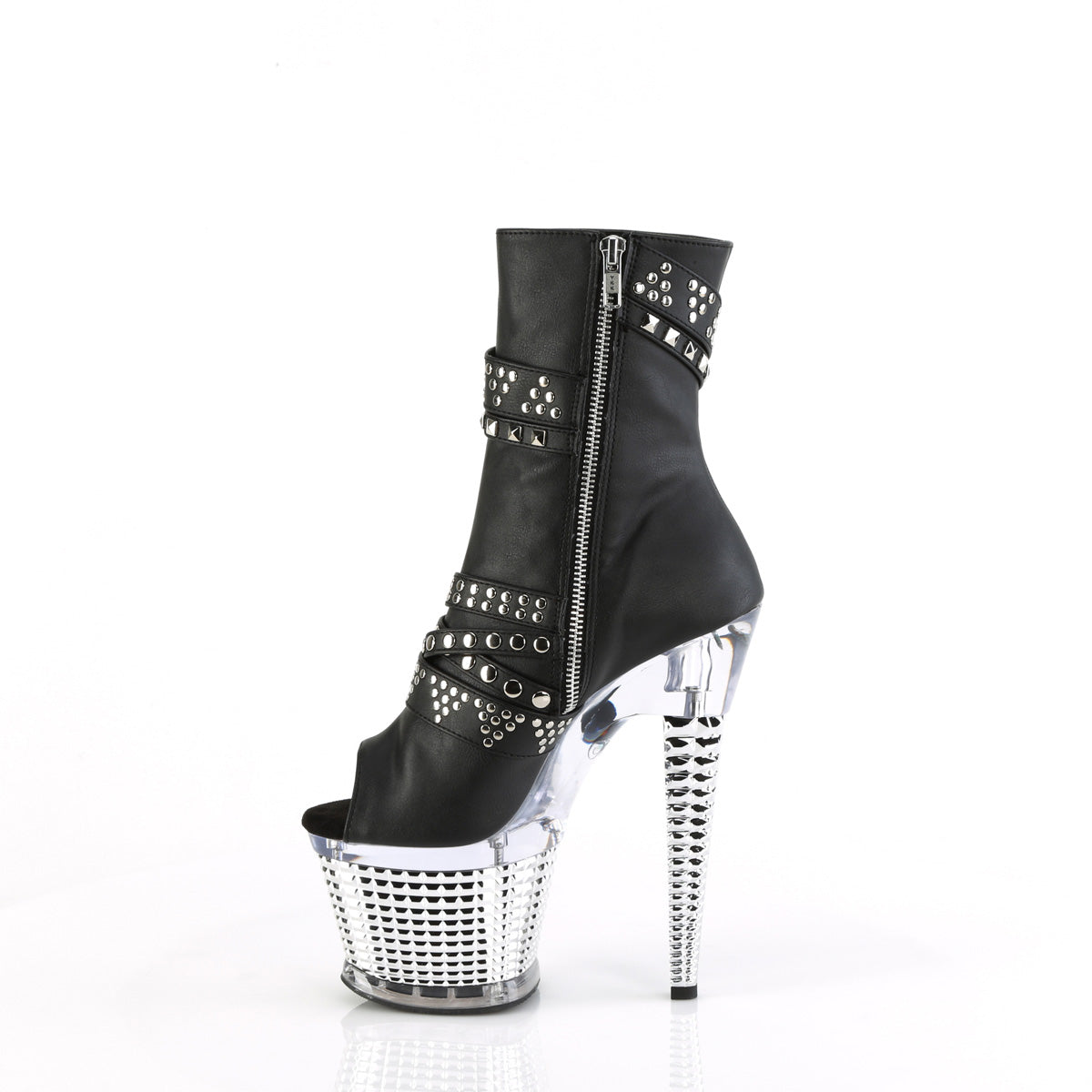 Pleaser  Ankle Boots SPECTATOR-1015 Blk faux Leather/Clr-Slv Chrome