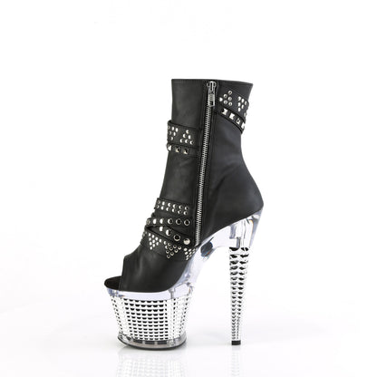 Pleaser  Ankle Boots SPECTATOR-1015 Blk faux Leather/Clr-Slv Chrome