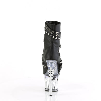Pleaser  Ankle Boots SPECTATOR-1015 Blk faux Leather/Clr-Slv Chrome
