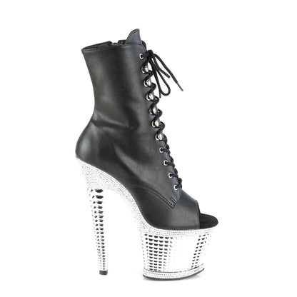 Pleaser  Ankle Boots SPECTATOR-1021RS Blk Faux Leather/Slv RS-Chrome